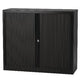 Armoire basse à portes roulantes en acier 100x43x103cm noir 1 étagère
