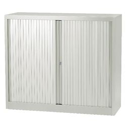 Armoire basse à portes roulantes en acier 100x43x103cm gris clair 1 étagère
