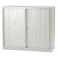 Armoire basse à portes roulantes en acier 100x43x103cm gris clair 1 étagère