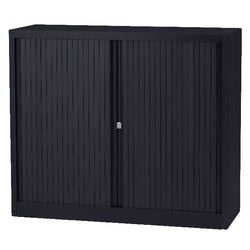 Armoire basse à portes roulantes en acier 100x43x103cm gris foncé 1 étagère