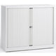 Armoire basse à portes roulantes en acier 100x43x103cm blanc 1 étagère