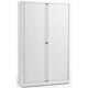 Armoire à portes roulantes haute acier 100x43x198cm blanc 4 étagères