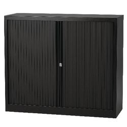Armoire à portes roulantes basse bisley acier 120x43x103cm noir 1 étagère