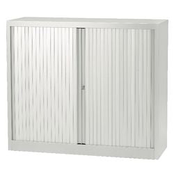 Armoire basse à portes roulantes en acier 120x43x103cm gris clair 1 étagère