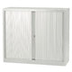 Armoire basse à portes roulantes en acier 120x43x103cm gris clair 1 étagère