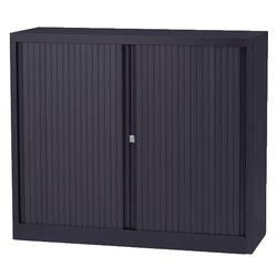 Armoire basse à portes roulantes en acier 120x43x103cm gris foncé 1 étagère