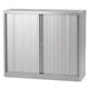 Armoire basse à portes roulantes en acier 120x43x103cm argent 1 étagère