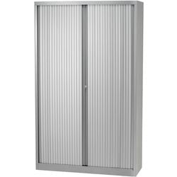 Armoire à portes roulantes haute bisley 120x43x198cm argent 4 étagères