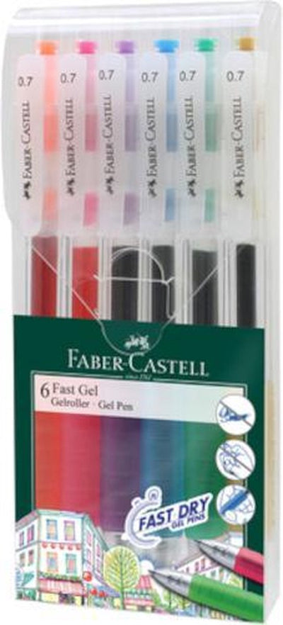 Stylo gel Faber-castell - gel rapide - largeur d'écriture 0,7 mm - 6 pièces - fc-640908