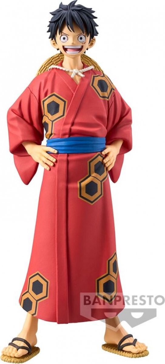 Banpresto d'une seule pièce - la série Grandline - singe wanokuni d. luffy - yukata ver. figurines de collection multicolores