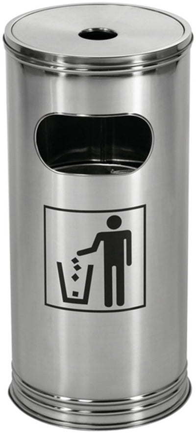 Cendrier sur pied Wesco | 15 litres | métal - acier inoxydable | poubelle avec cendrier sur pied