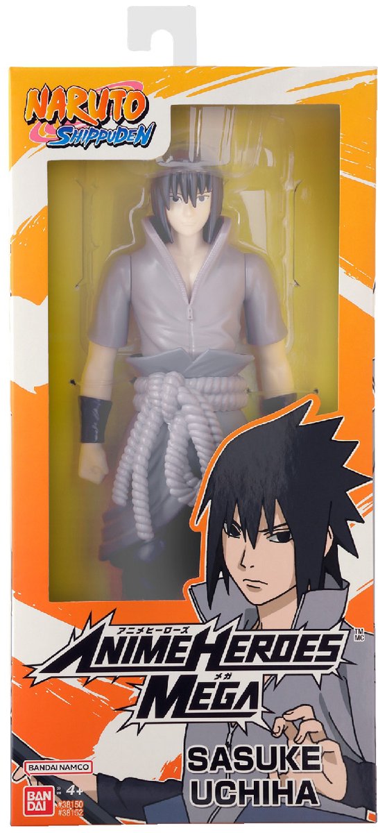 Bandai - héros d'anime - naruto shippuden - figurine de héros d'anime méga 30 cm - sasuke uchiha - grande figurine d'action - figurine manga - sous licence officielle naruto - jouets pour enfants 4+ - 38152