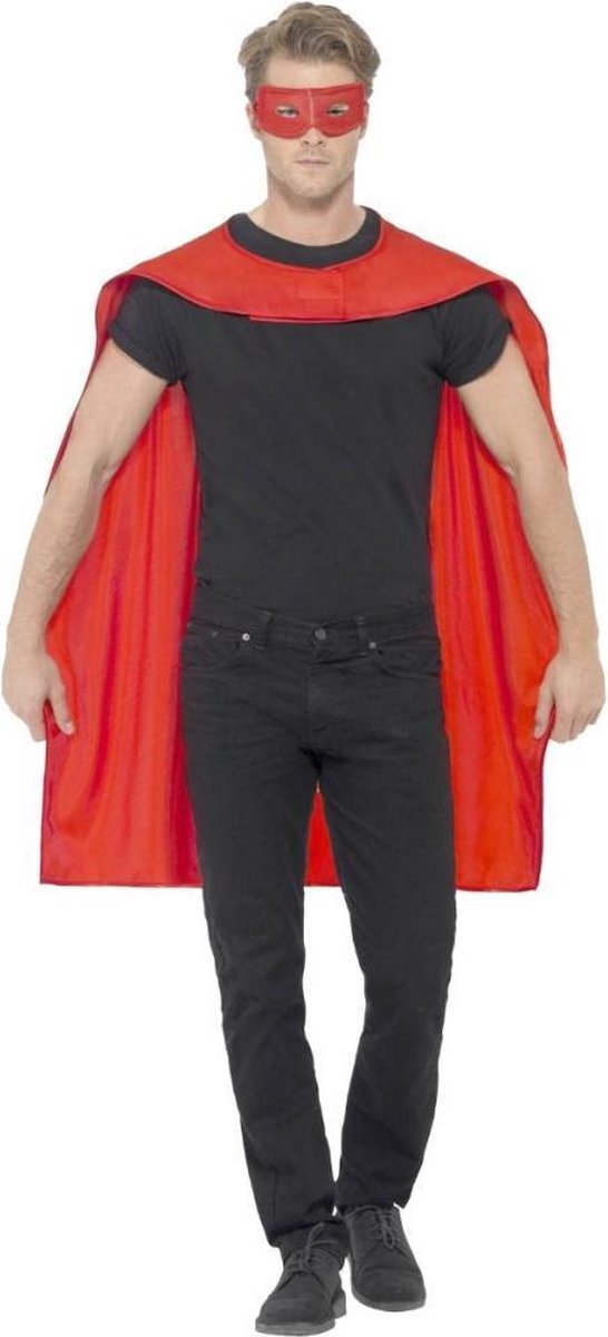 Cape rouge Smiffys et masque pour les yeux super-héros | taille unique | costume de carnaval | déguisements
