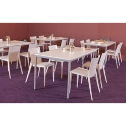 Table de réunion et de cantine 120x80x74cm aluminium blanc