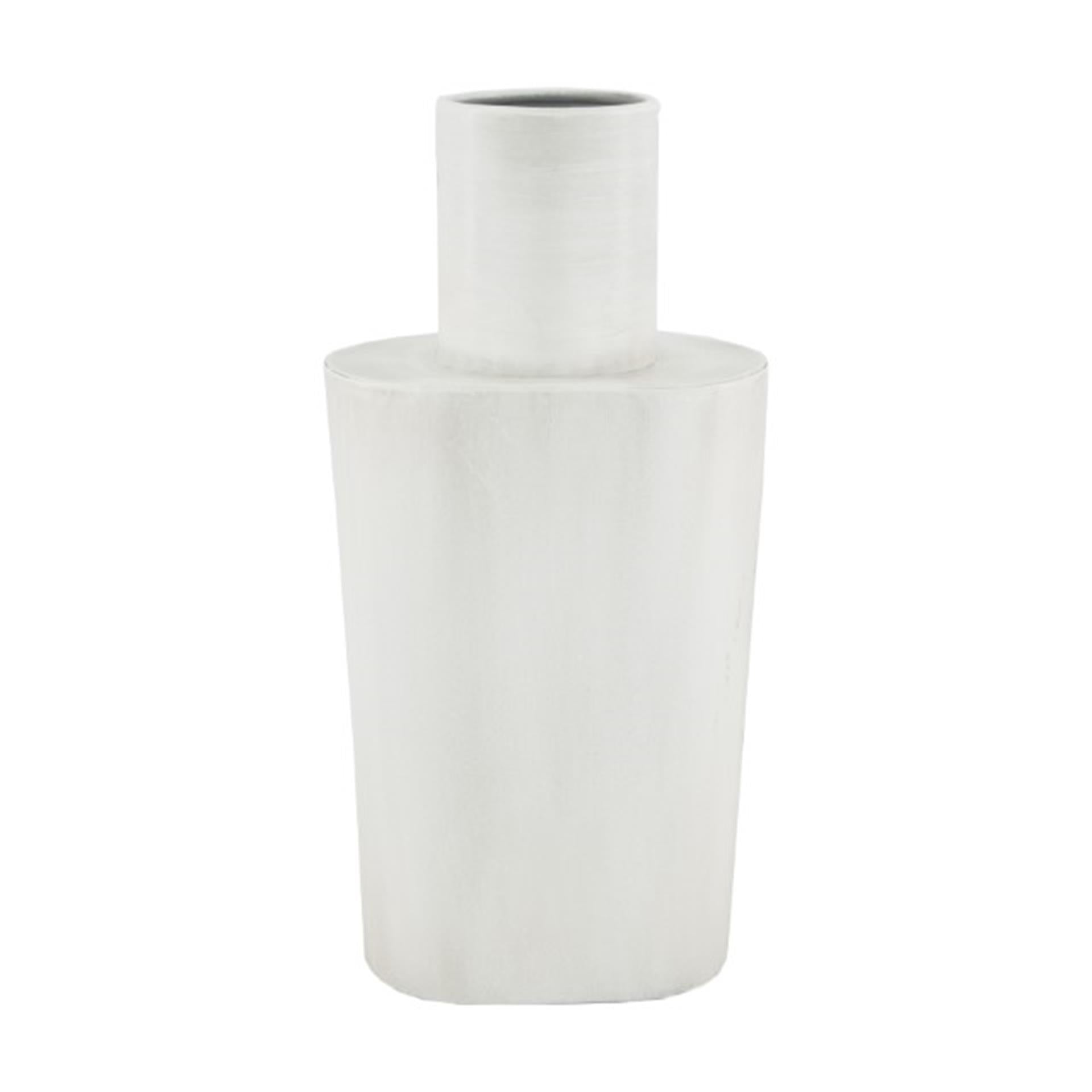 Vase collections naturelles métal h28,5cm blanc