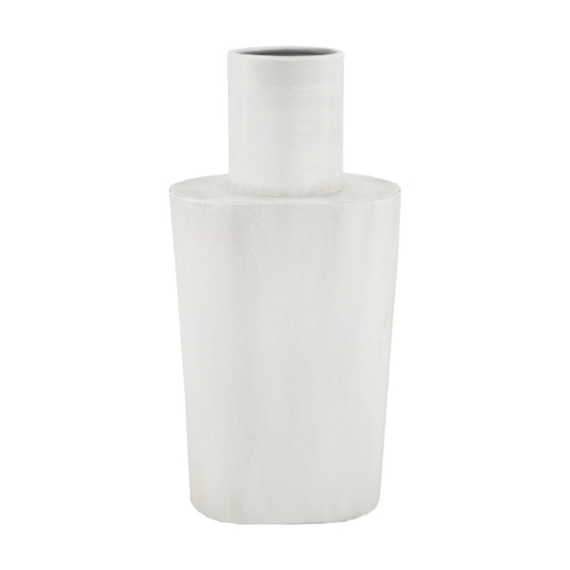 Vase collections naturelles métal h28,5cm blanc