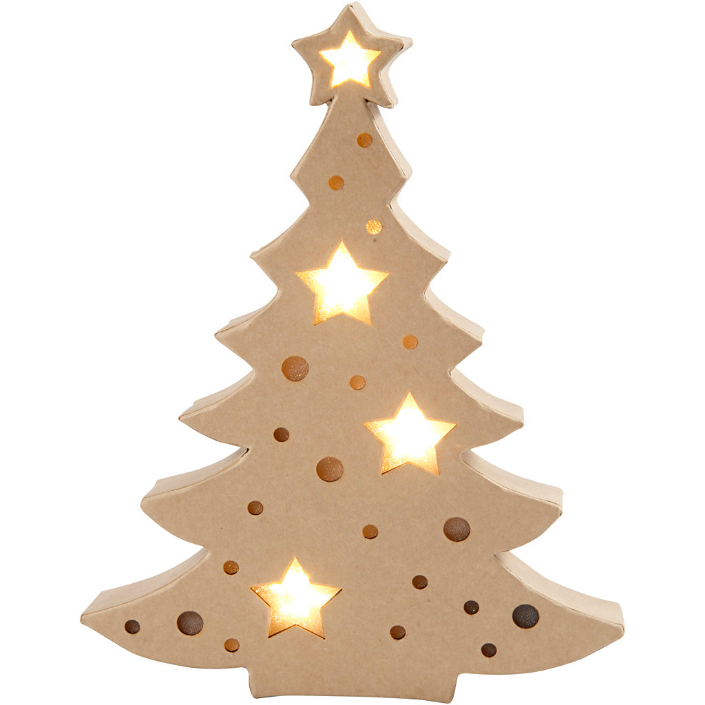 Figurine d'entreprise Creativ avec lumière, sapin de Noël, h : 27 cm, p : 4 cm, l : 21,5 cm, 1 pièce