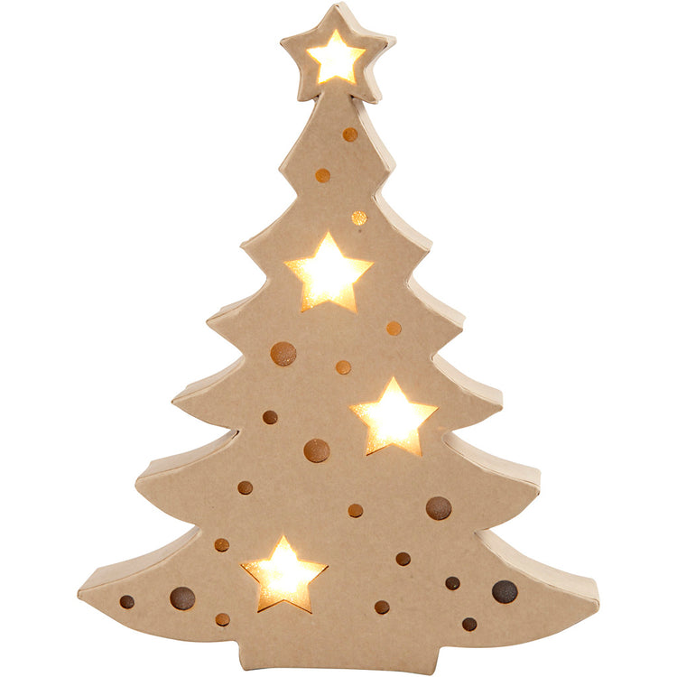Figurine d'entreprise Creativ avec lumière, sapin de Noël, h : 27 cm, p : 4 cm, l : 21,5 cm, 1 pièce