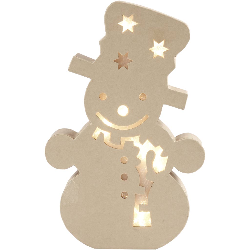 Figurine Creativ Company avec lumière, bonhomme de neige, h : 27 cm, p : 4 cm, l : 17,5 cm, 1 pièce