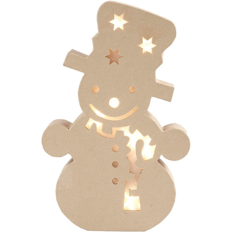 Figurine Creativ Company avec lumière, bonhomme de neige, h : 27 cm, p : 4 cm, l : 17,5 cm, 1 pièce