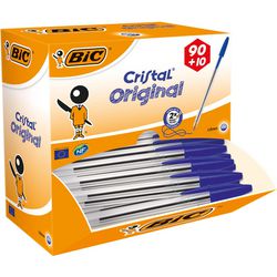 Stylo à bille cristal moyen 0,4 mm 100 pièces bleu