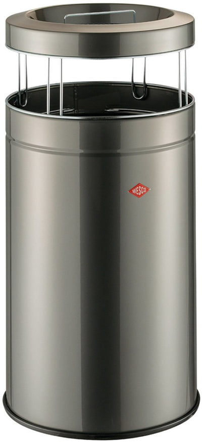 Cendrier sur pied Wesco grosses cendres avec tamis | 120 litres | métal - graphite | poubelle avec cendrier sur pied - fabriquée en Allemagne