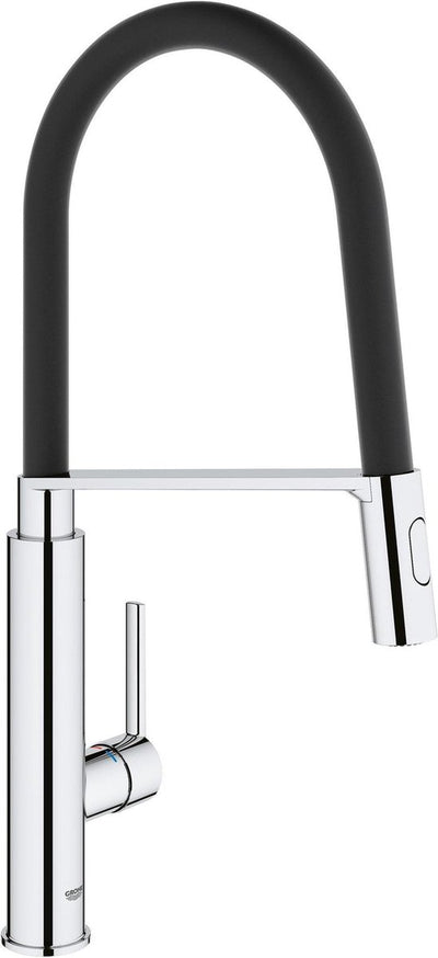Robinet de cuisine professionnel Grohe quickfix feel - bec haut pivotant - 2 options de jet - chrome