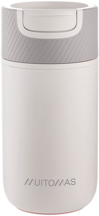 Bouteille d'eau Muitomas Never Fall Down - Système de ventouse anti-chute - Poignée antidérapante - Construction thermique - 350 ml - Blanc