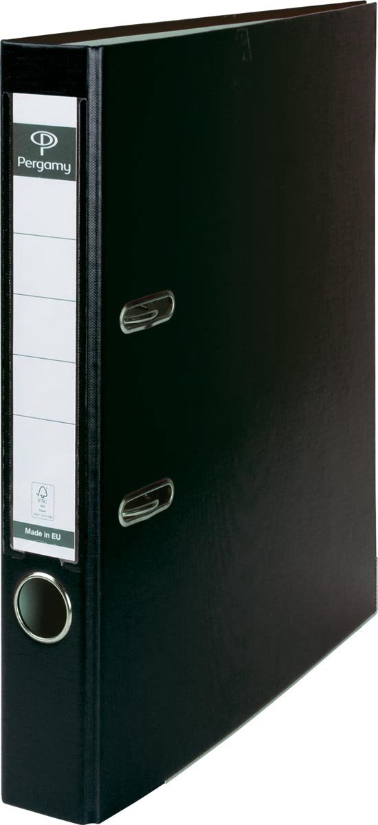 Classeur Pergamy, pour ft A4, en pp et papier, dos de 5 cm, noir