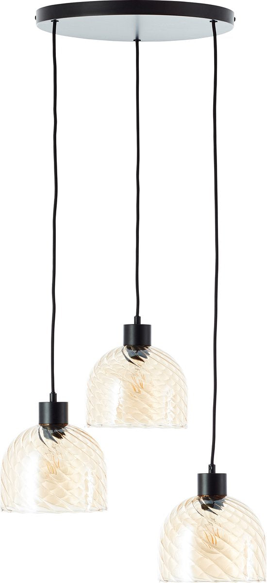 Brilliant casto - suspension - 3 lumières - e27 max 3x25w - verre - ambre - noir