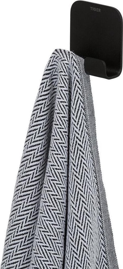 Col Tigre - crochet porte-serviettes 5 x 4,9 cm - sans perçage - ruban adhésif 3m - noir