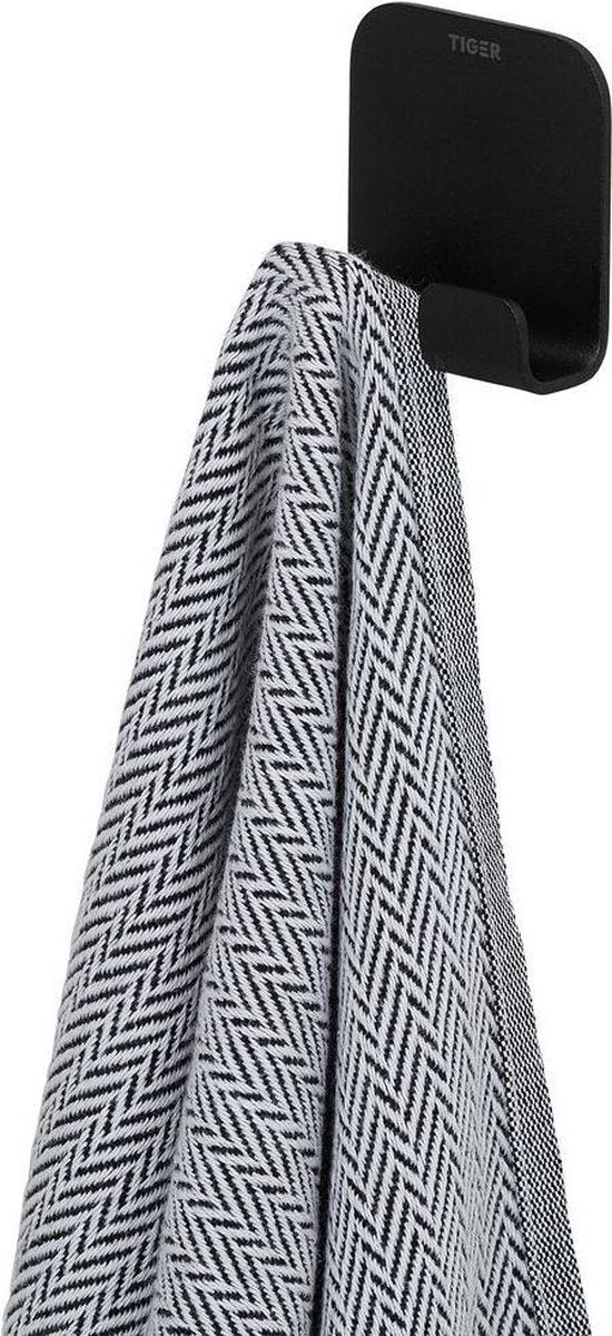 Col Tigre - crochet porte-serviettes 5 x 4,9 cm - sans perçage - ruban adhésif 3m - noir