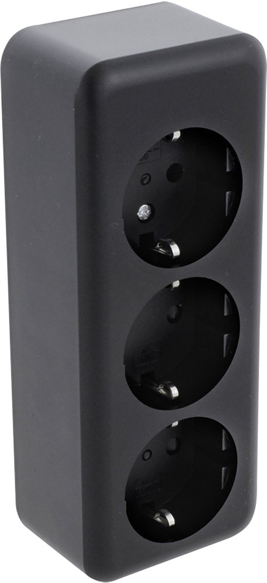 Prise Q-link | construction | 3 fois | avec terre de protection | allongé | noir - 00.945.55