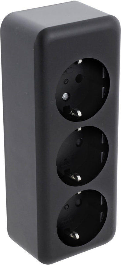 Prise Q-link | construction | 3 fois | avec terre de protection | allongé | noir - 00.945.55