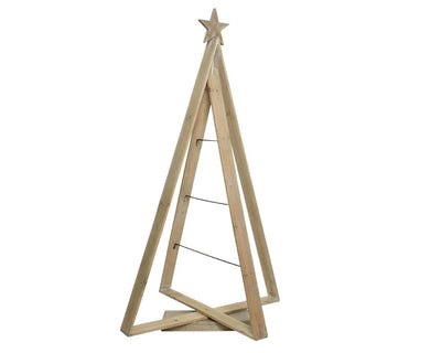 Decoris Sapin de Noël bois lignes métal 114x22x64