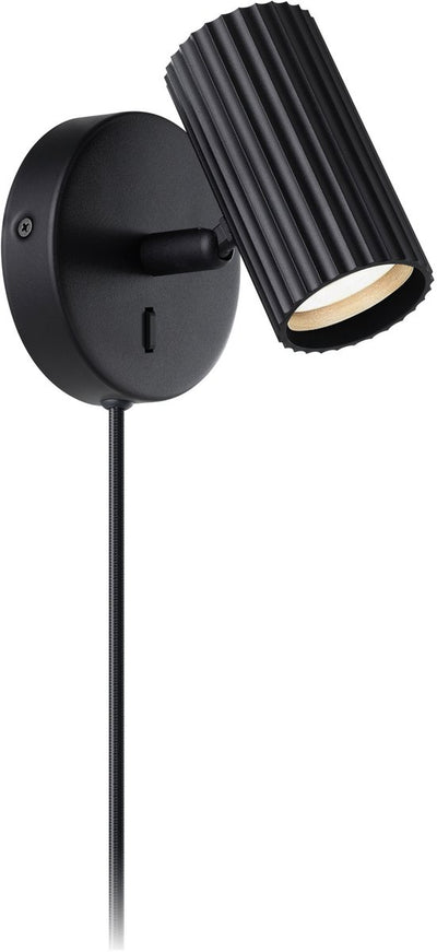 Applique Eglo portillo 1 - gu10 - 11 cm - noir - cordon avec prise