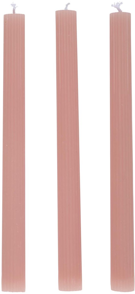 Ensemble de bougies Arti casa - Bougies de dîner nervurées 3 pièces - rose