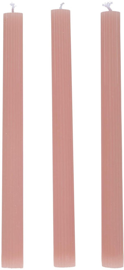 Ensemble de bougies Arti casa - Bougies de dîner nervurées 3 pièces - rose