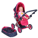 Basic 3in1 Doll's Wagon Blue Pink - afbeelding 1