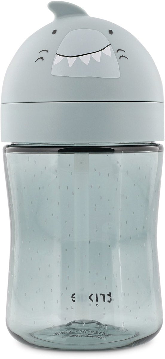 Trixie | tasse de paille - m. requin - gobelet anti-goutte - avec paille - à partir de 9 mois - passe au lave-vaisselle