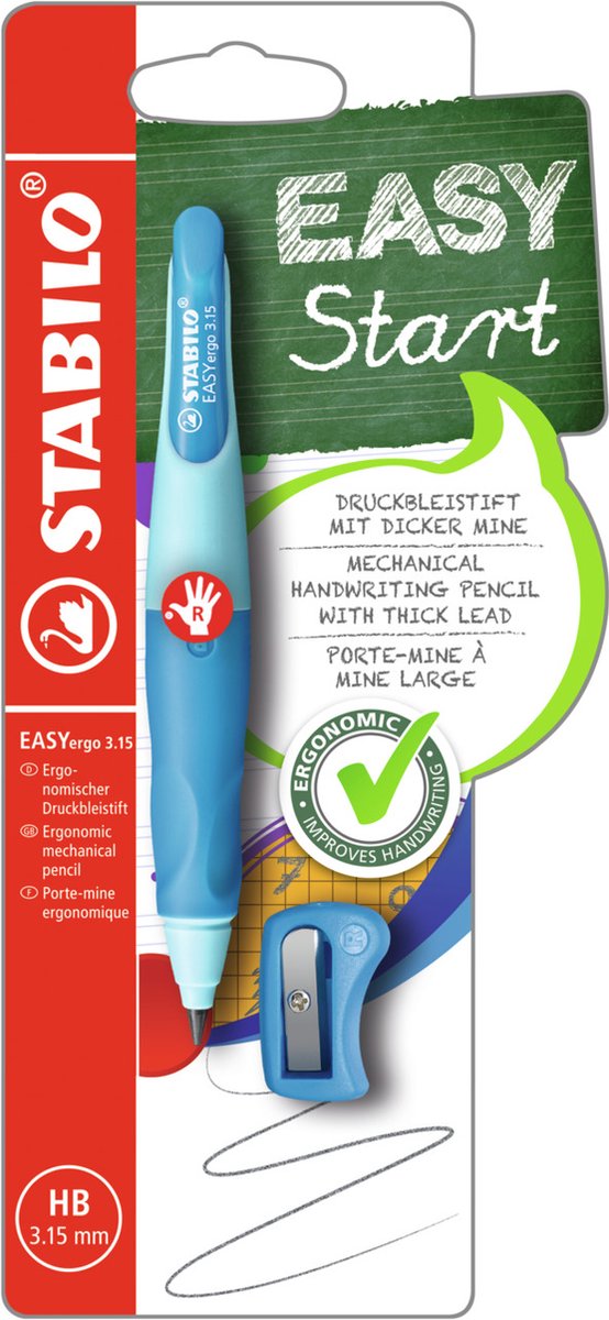 Stabilo 5 x easyergo 3,15mm - porte-mine - droitier - bleu bleu foncé -