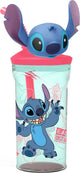 Stor Disney's Stitch gobelet avec paille – 360 ml – réutilisable – avec figurine 3D – sans BPA – gobelet pour enfants à partir de 4 ans – vert transparent