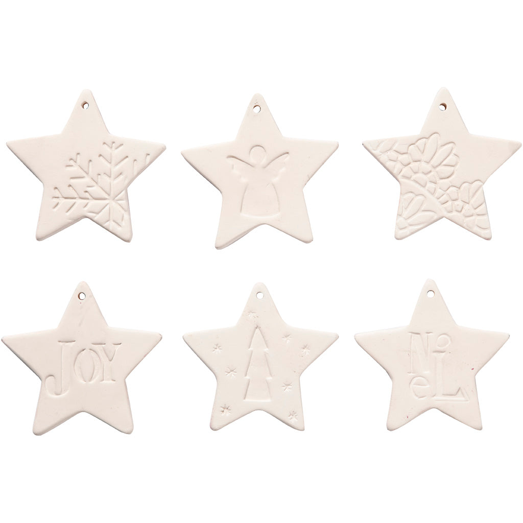Creativ company décorations à suspendre, étoile, dim. 7x7 cm, blanc, 6 pièces 1 boîte