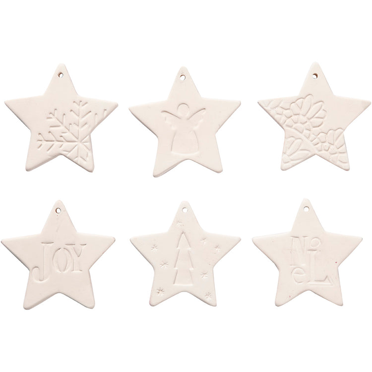 Creativ company décorations à suspendre, étoile, dim. 7x7 cm, blanc, 6 pièces 1 boîte
