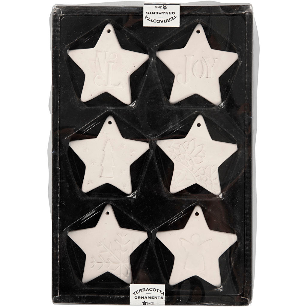 Creativ company décorations à suspendre, étoile, dim. 7x7 cm, blanc, 6 pièces 1 boîte