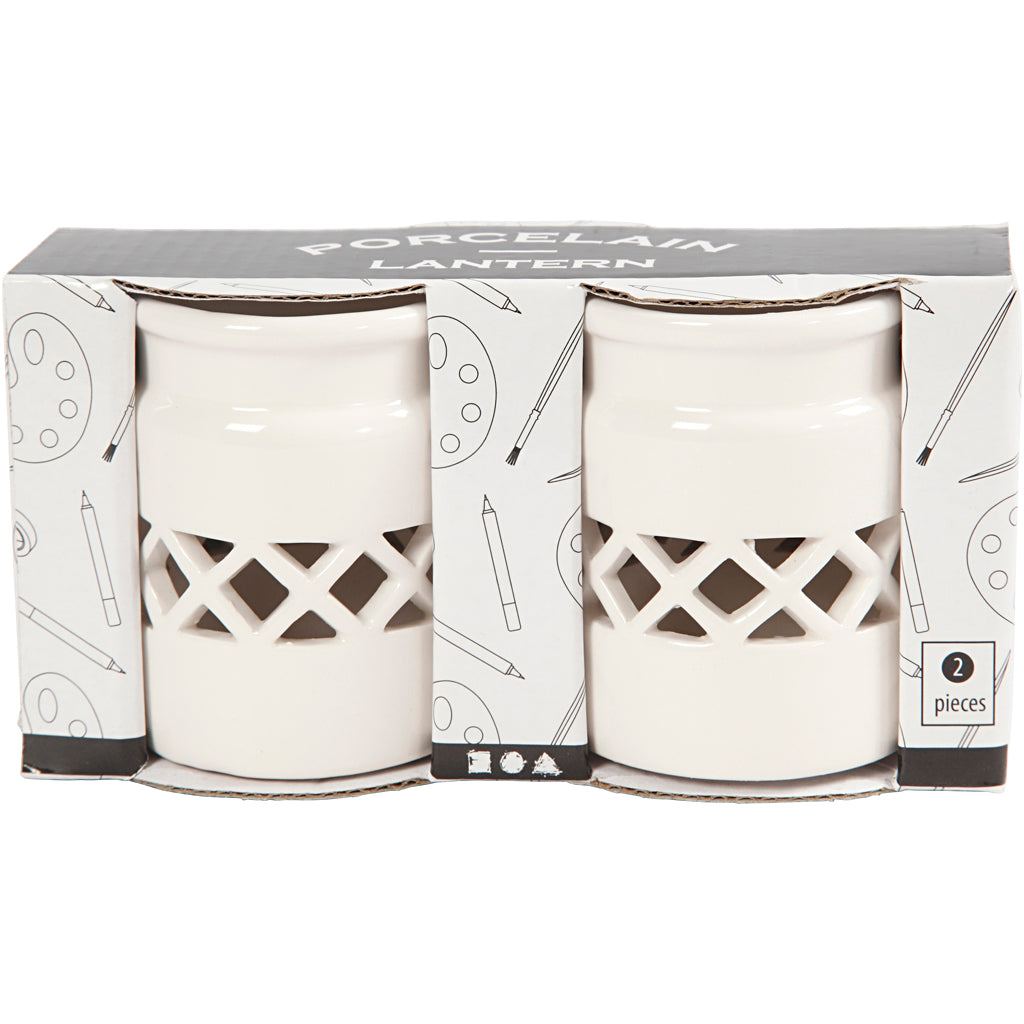 Lanterne d'entreprise Creativ, h : 8 cm, d 6,2 cm, blanc, 2 pièces 1 boîte