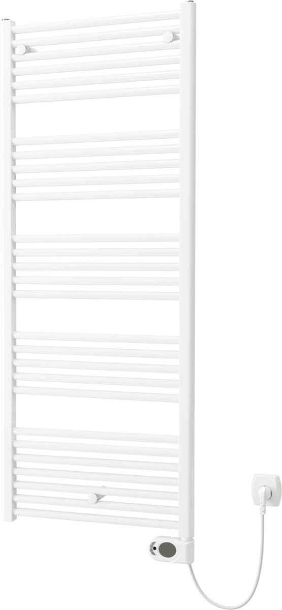 Plieger Elba Sèche-serviettes électrique – Sèche-serviettes – Avec thermostat à horloge – 146,2 cm x 50 cm – 700 watts – Blanc