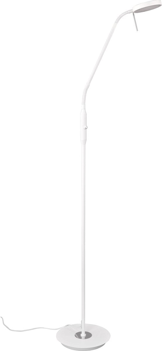 Lampadaire Trio monza - lampe de lecture - blanc mat - bras flexible - dimmable - couleur de lumière réglable