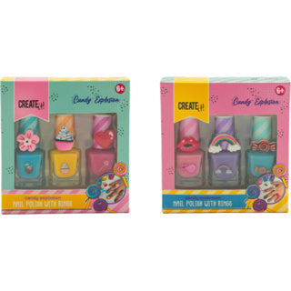 Créez-le ! vernis à ongles bonbons avec 3 anneaux | 6 pièces