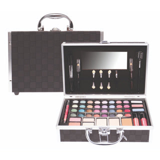 Valise maquillage Casuelle à carreaux noirs